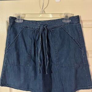 Draper James Indigo Chambray Drawstring Mini Skirt